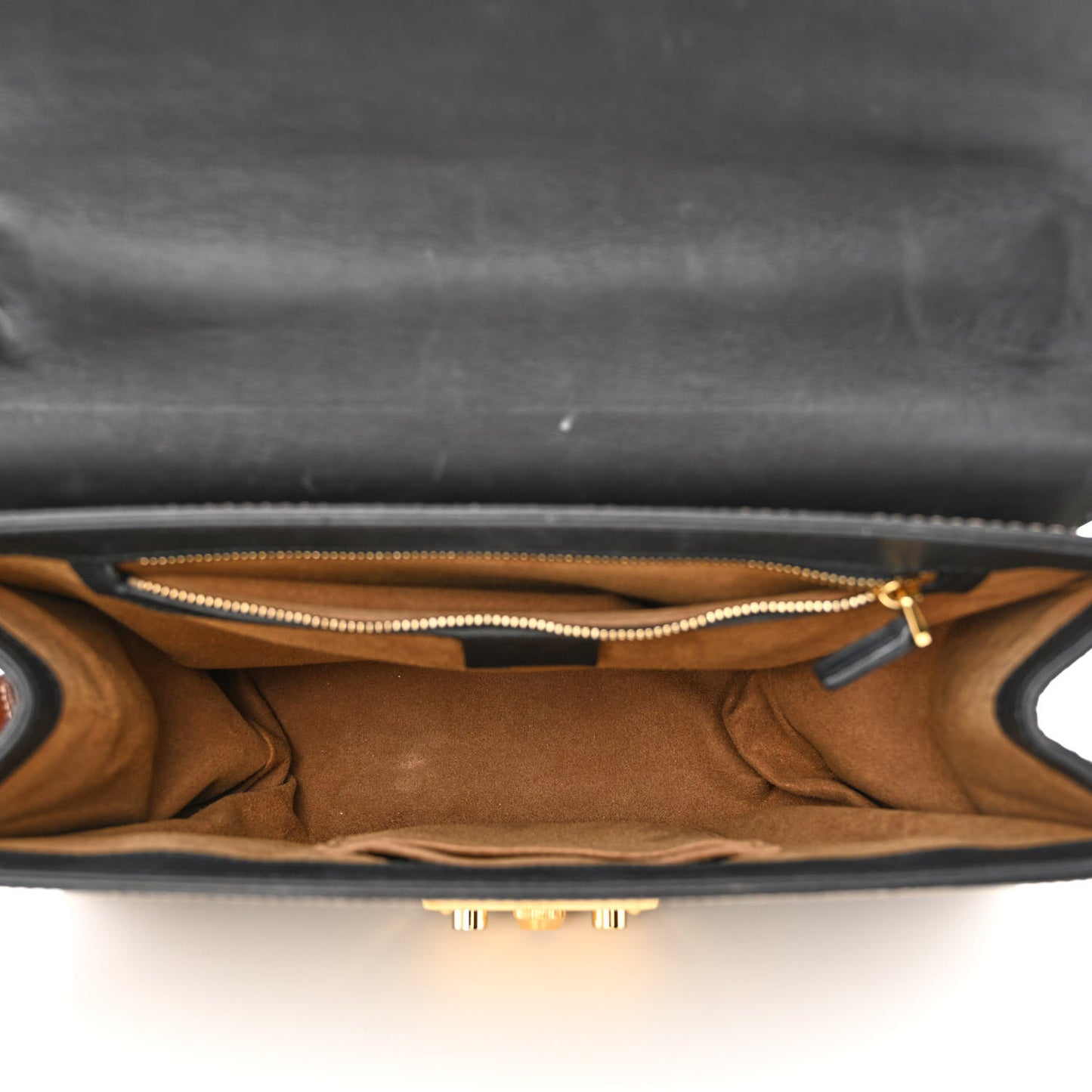 GG Supreme Monogram Calfskin Medium Padlock Shoulder Bag Beige Black Cuir