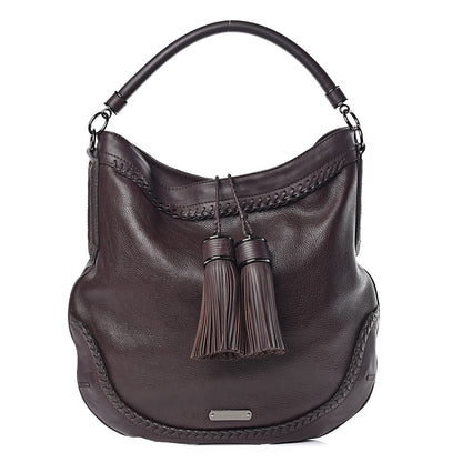 Burberry Grainy Calfskin Small Parade Tassel Hobo Plum 1 of 8
