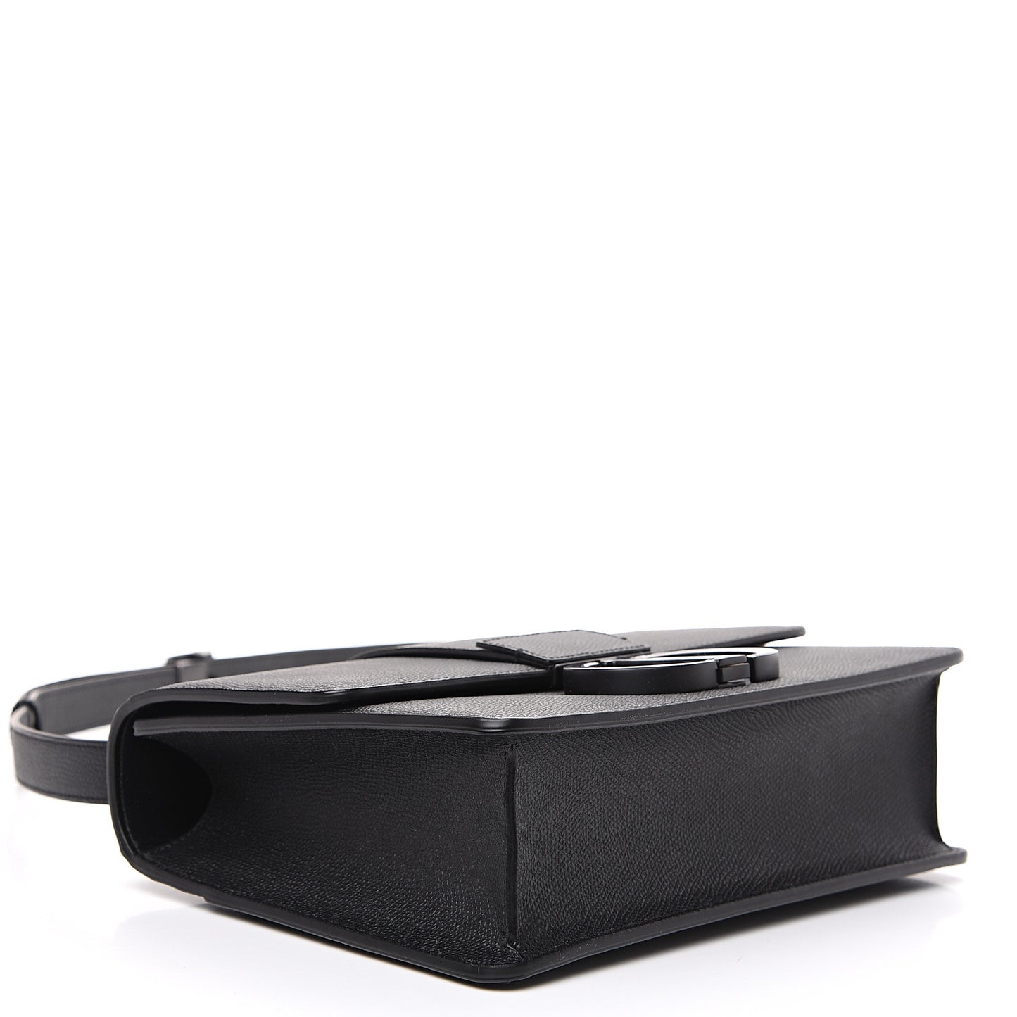 Ultra Matte Grained Calfskin 30 Montaigne Flap Bag Black