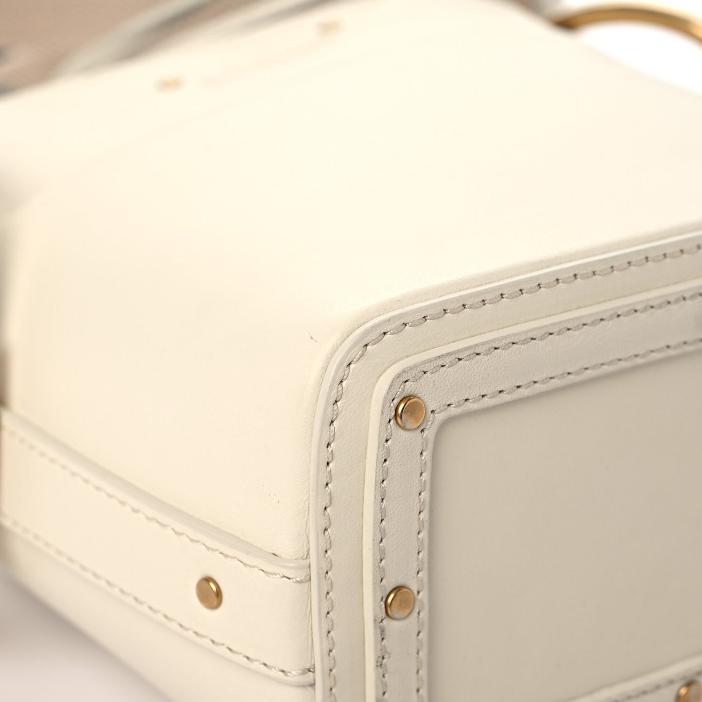Smooth Calfskin Mini Roy Bucket Bag Natural White