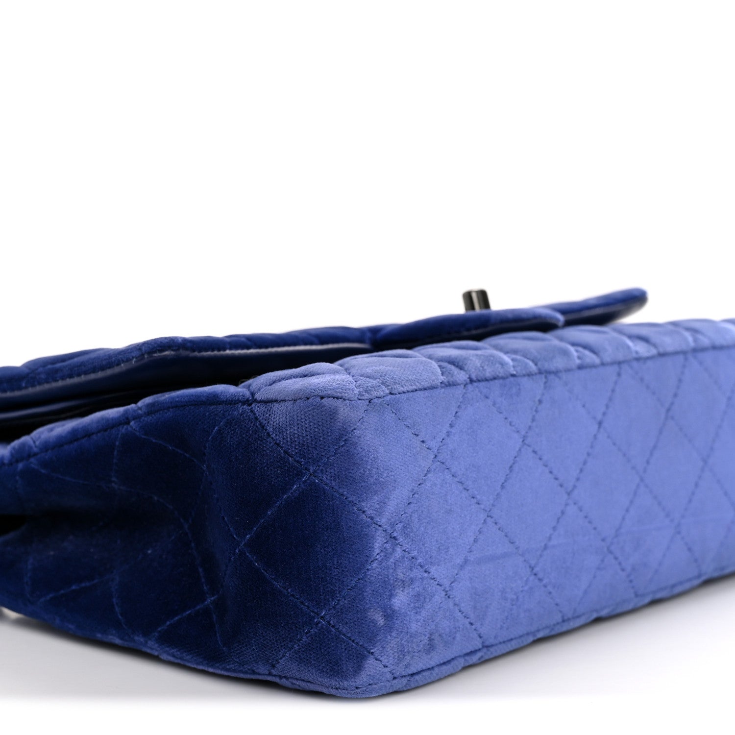 Chanel Velvet Quilted Medium Double Flap Navy Blue 9 of 13