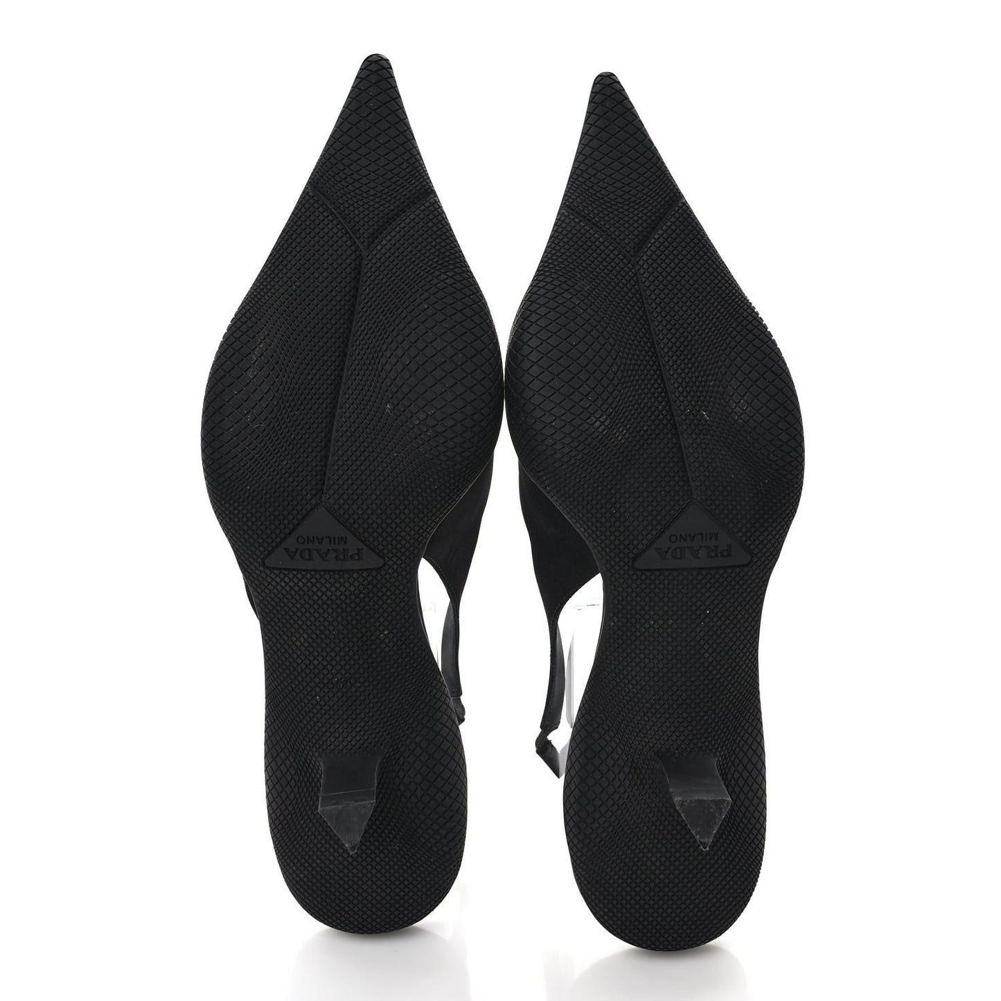 Nylon Logo Pointed Toe 45mm Slingback Pumps 36.5 Black