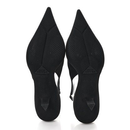 Prada Nylon Logo Pointed Toe 45mm Slingback Pumps 36.5 Black 5 of 7