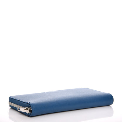 Balenciaga Striped Calfskin Essential Continental Zip Around Wallet Blue 4 of 9