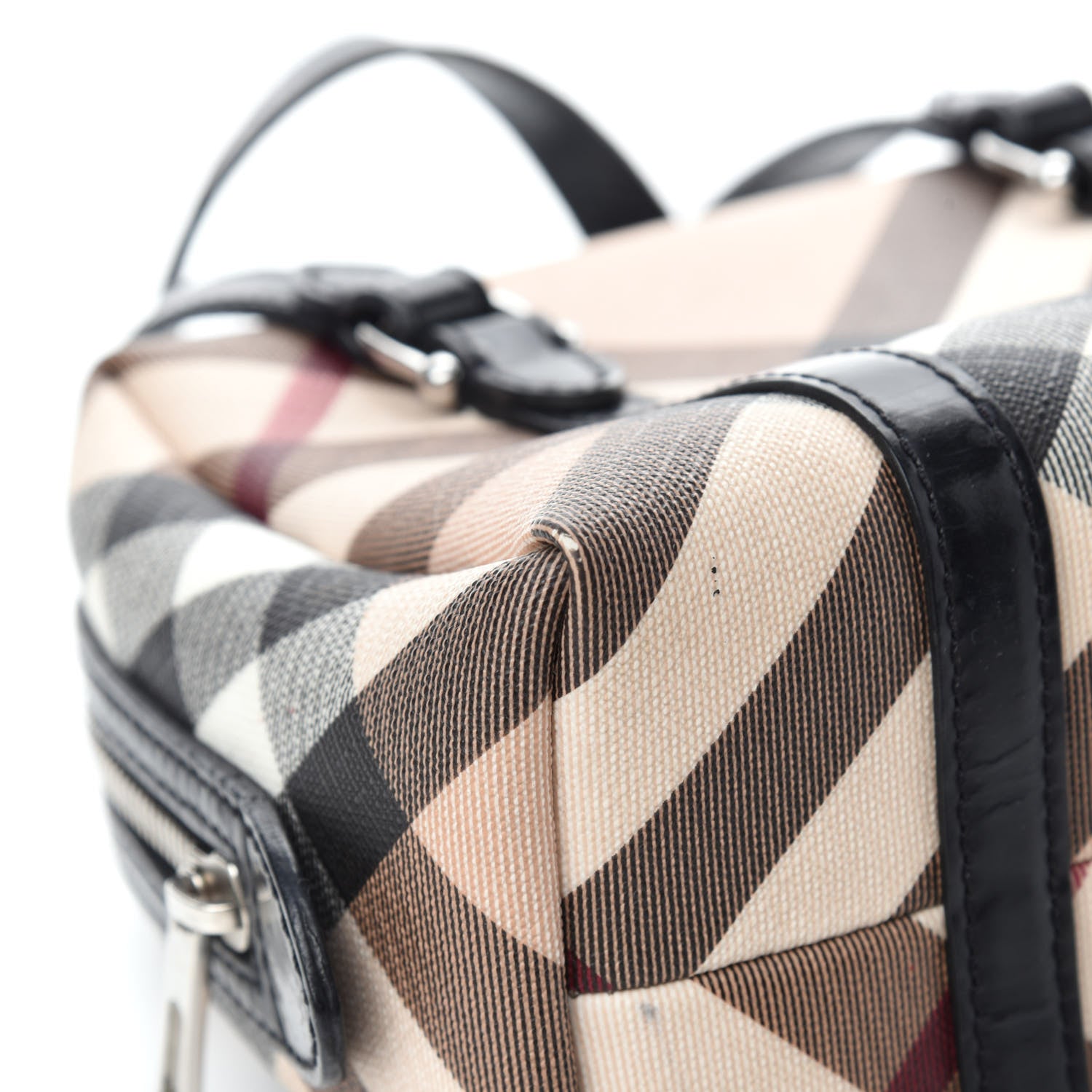 Burberry Patent Trim Nova Check Tote Black 12 of 15