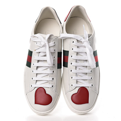 Gucci Calfskin Web Heart Embroidered Womens Ace Sneakers 38 White 11 of 12