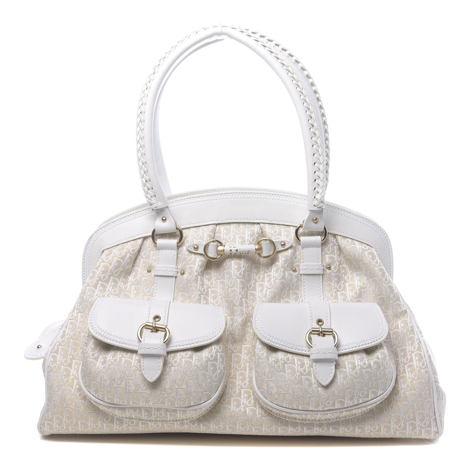 Christian Dior Monogram Large My Dior Frame Pocket Satchel White 1 of 16