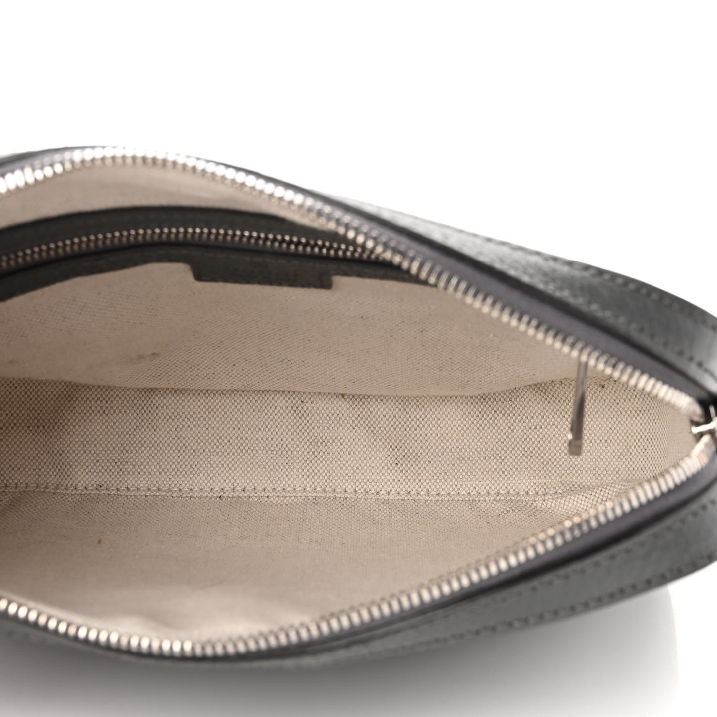 GG Supreme Monogram Textured Dollar Calfskin Web Ophidia Wristlet Shoulder Bag Grey Black Graphite Grey