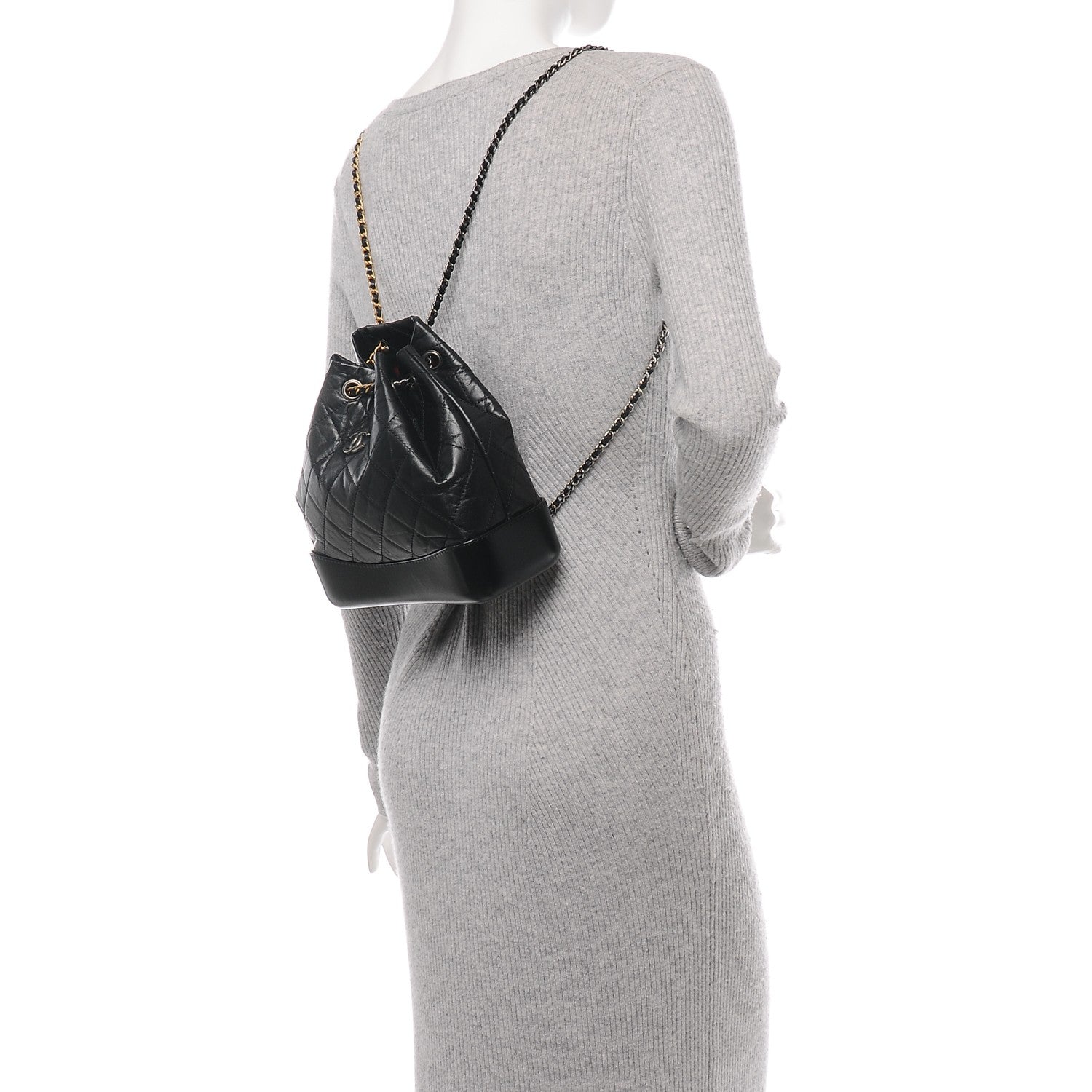 Chanel Aged Calfskin Quilted Gabrielle Backpack Black 2 of 8