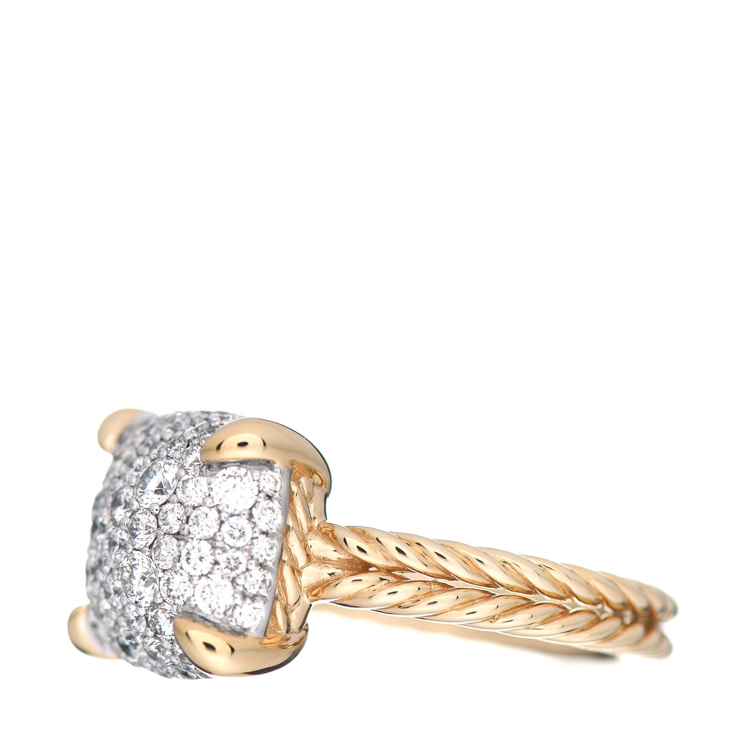David Yurman 18K Yellow Gold Diamond 11mm Chatelaine Ring 52 6 3 of 5