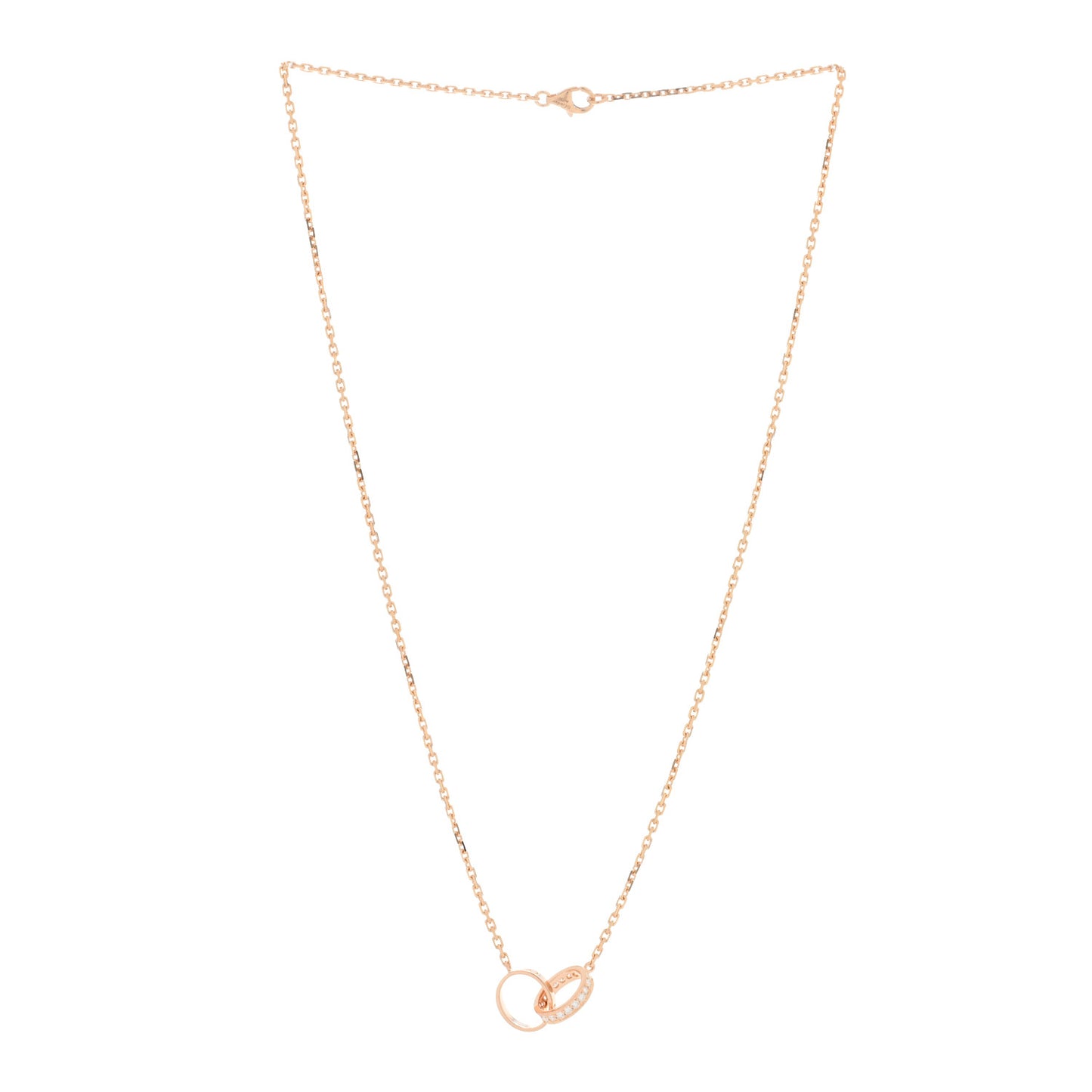 18K Pink Gold Diamond Interlocking LOVE Necklace