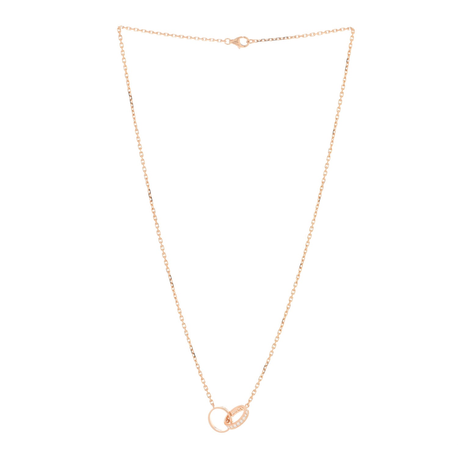 Cartier 18K Pink Gold Diamond Interlocking LOVE Necklace 2 of 3
