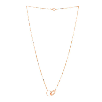 Cartier 18K Pink Gold Diamond Interlocking LOVE Necklace 2 of 3