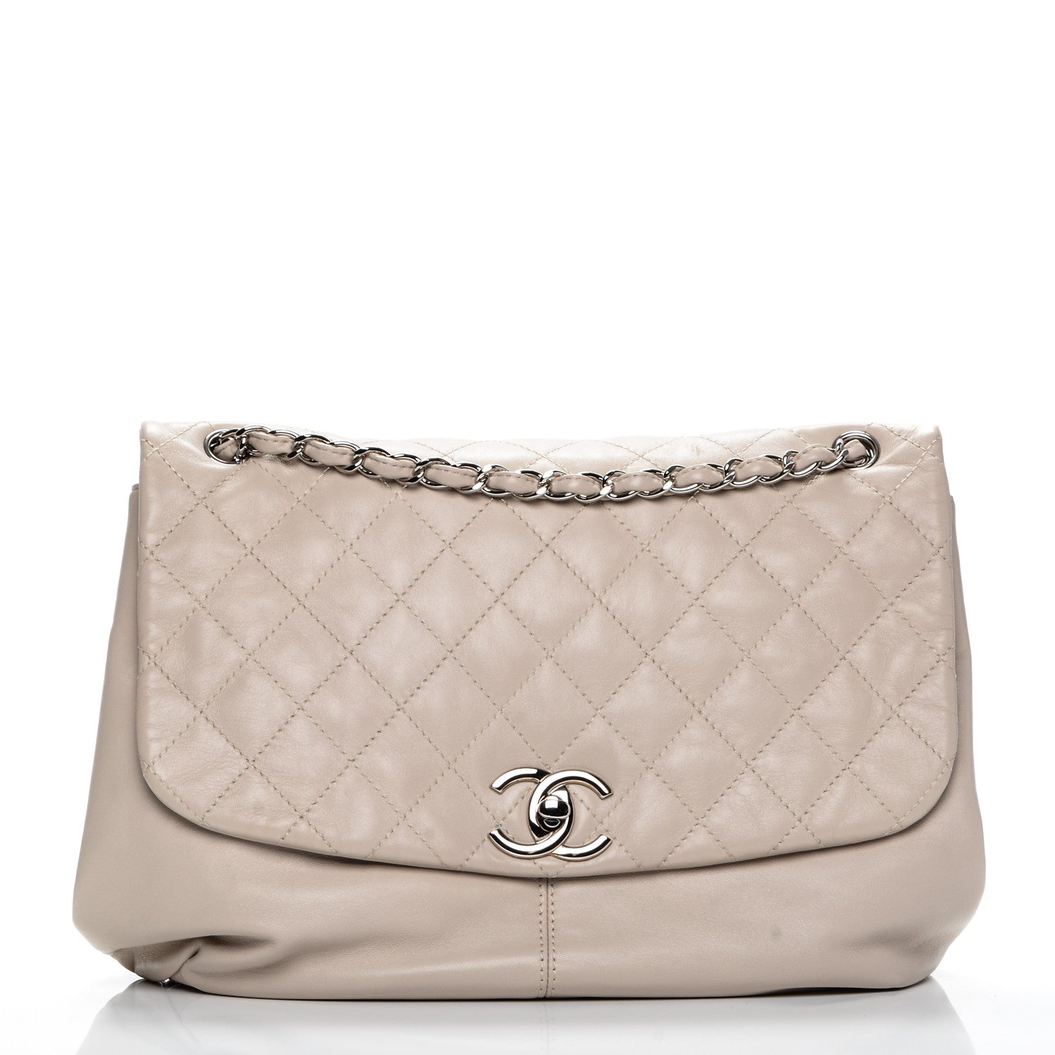 Chanel Calfskin Quilted Large Trianon Messenger Flap Light Beige 1 of 7