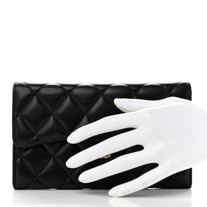 Chanel Lambskin Quilted Large Flap Wallet Black 2 of 9