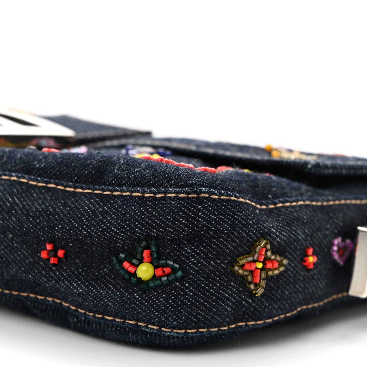 Denim Ricami Beaded Baguette Blue
