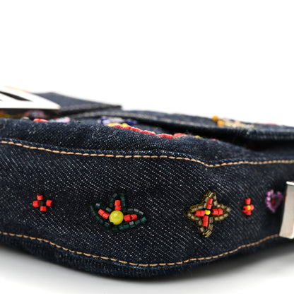 Fendi Denim Ricami Beaded Baguette Blue 10 of 10