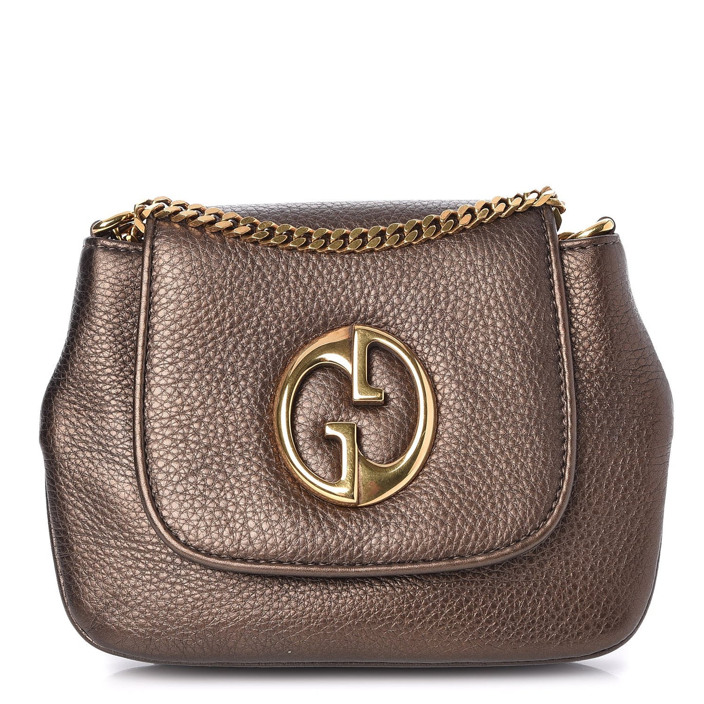 Metallic Pebbled Calfskin Small 1973 Chain Shoulder Bag Winter Leaf