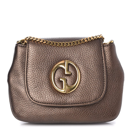 Gucci Metallic Pebbled Calfskin Small 1973 Chain Shoulder Bag Winter Leaf 1 of 7