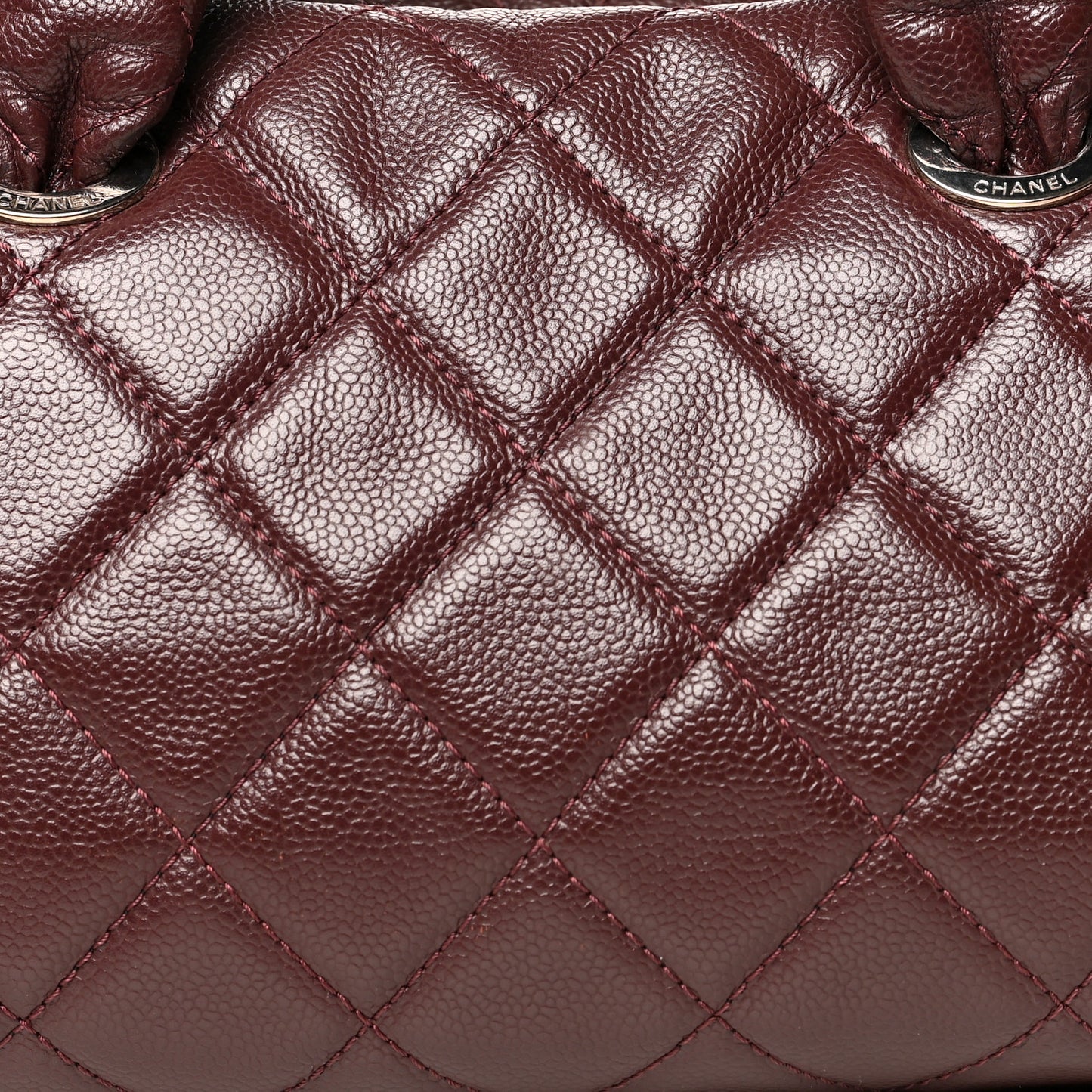 Caviar Quilted CC Timeless Bowler Burgundy