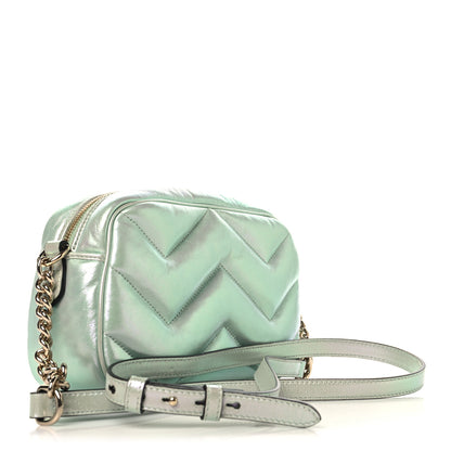 Gucci Iridescent Nappa Chevron Matelasse Small GG Marmont Chain Shoulder Bag Iridescent Salvy Green 3 of 10