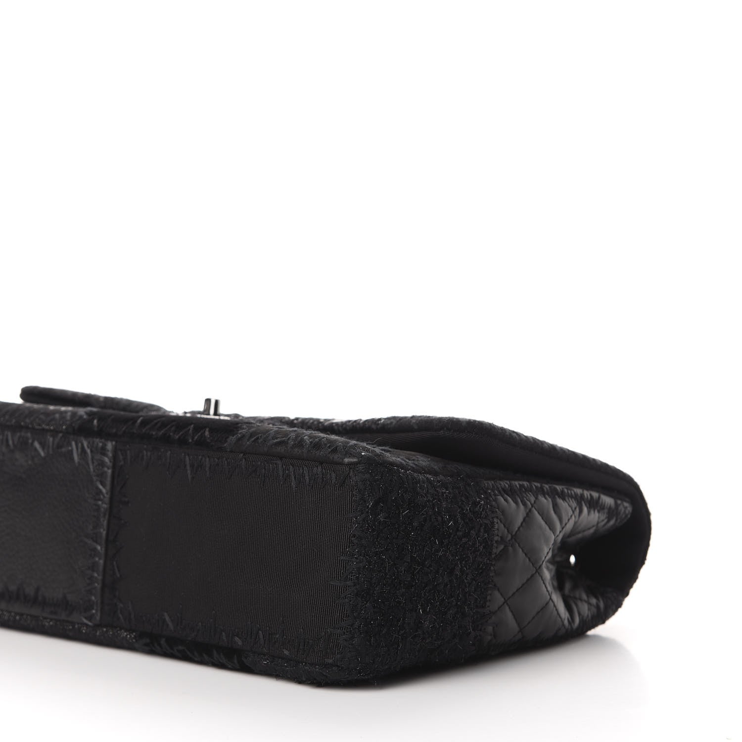 Chanel Tweed Patchwork Jumbo Single Flap Black 10 of 11