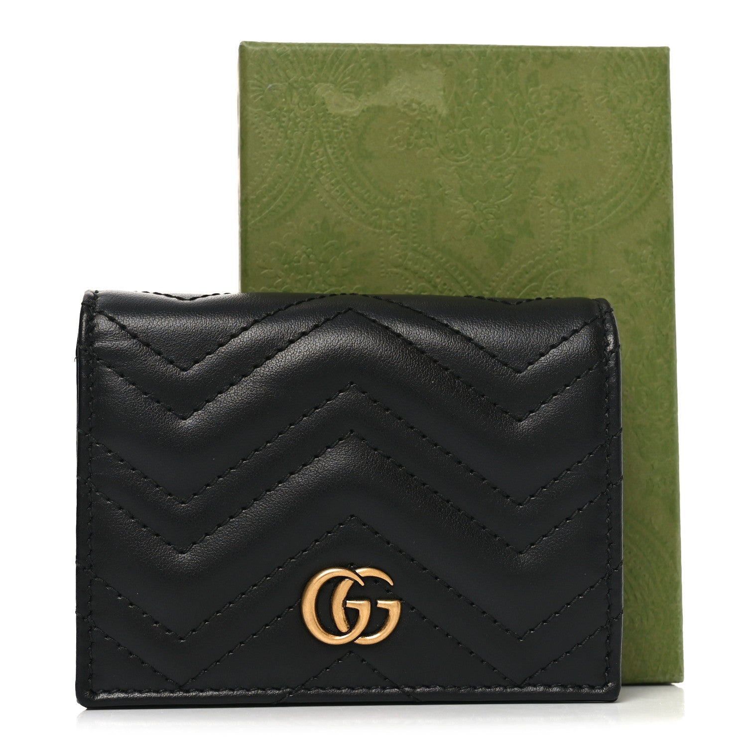 Gucci Calfskin Matelasse GG Marmont Card Case Wallet Black 8 of 8