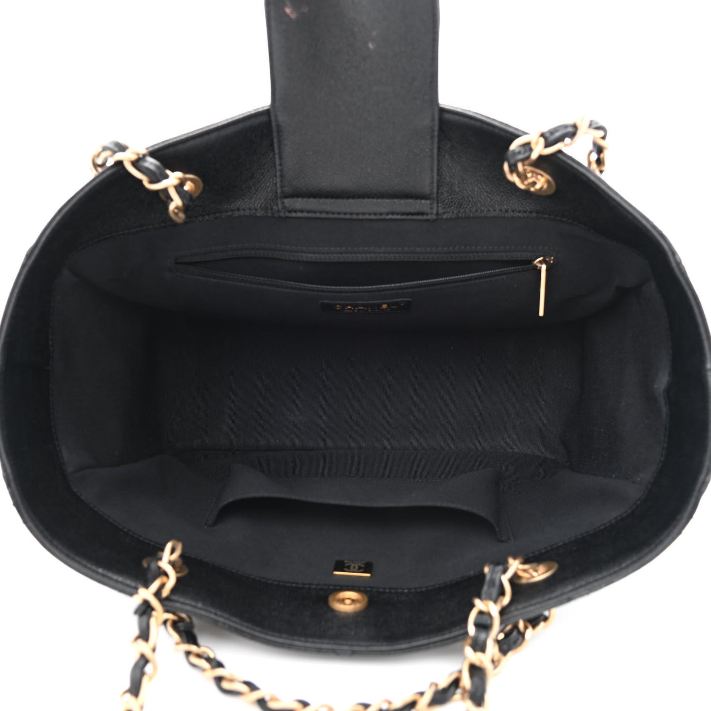 Caviar Quilted Small Shopping Tote Black