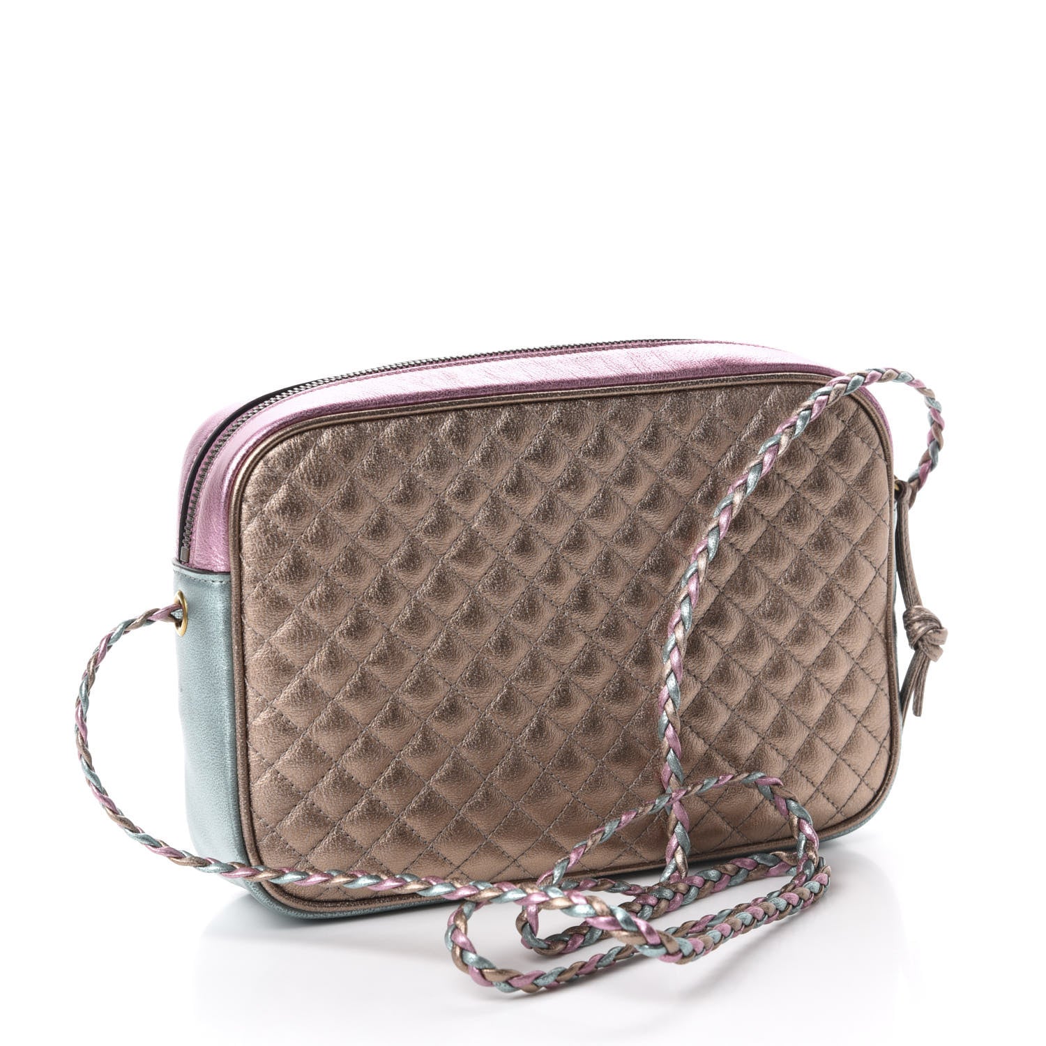 Gucci Laminated Nappa Trapuntata Small Zumi Shoulder Bag Rosa Lago Rame 3 of 10