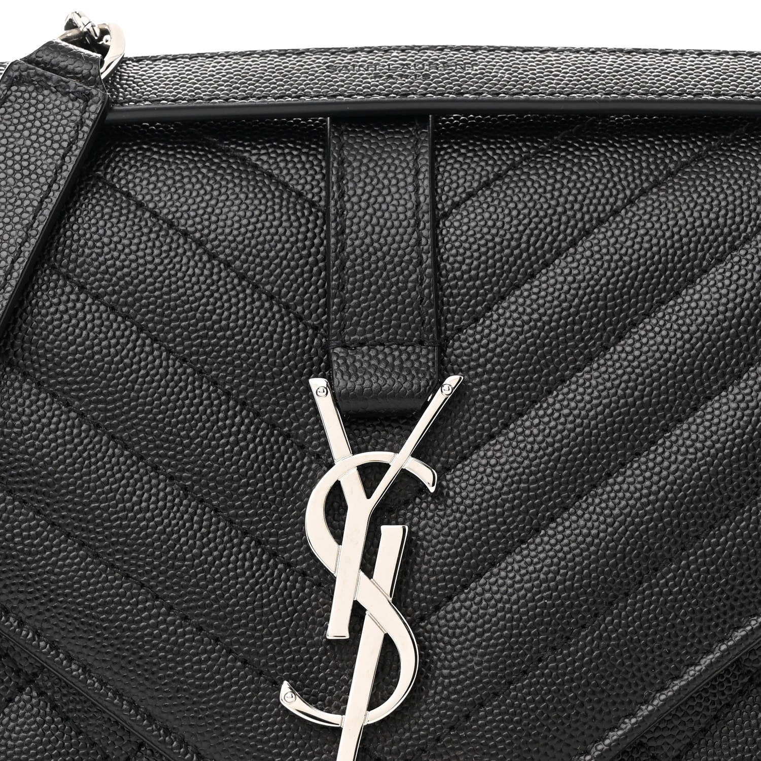 Saint Laurent Grain De Poudre Textured Mixed Matelasse Triquilt Medium Monogram Satchel Black 8 of 11