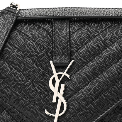 Saint Laurent Grain De Poudre Textured Mixed Matelasse Triquilt Medium Monogram Satchel Black 8 of 11