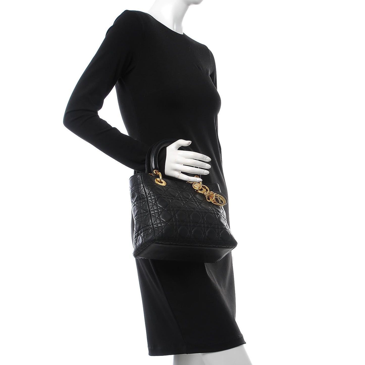Lambskin Cannage Medium Lady Dior Black
