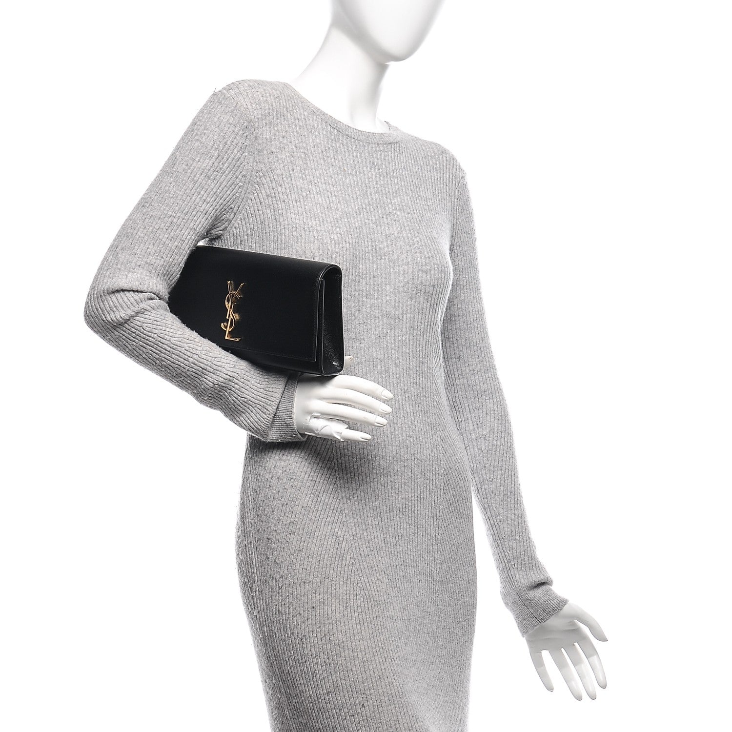 Saint Laurent Grain De Poudre Monogram Cassandre Clutch Black 2 of 6