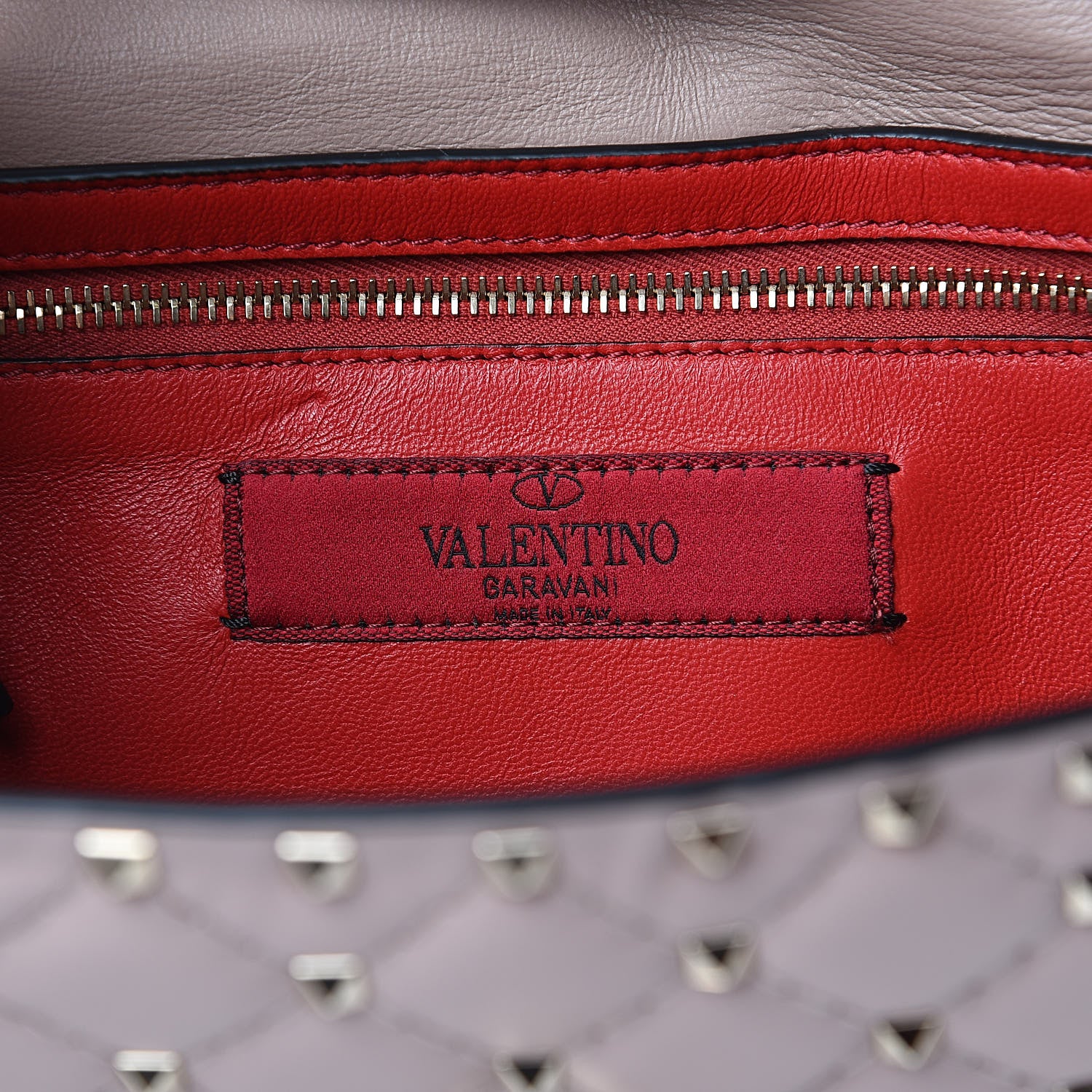 Valentino Garavani Lambskin Rockstud Spike Wallet on Chain Poudre 6 of 10