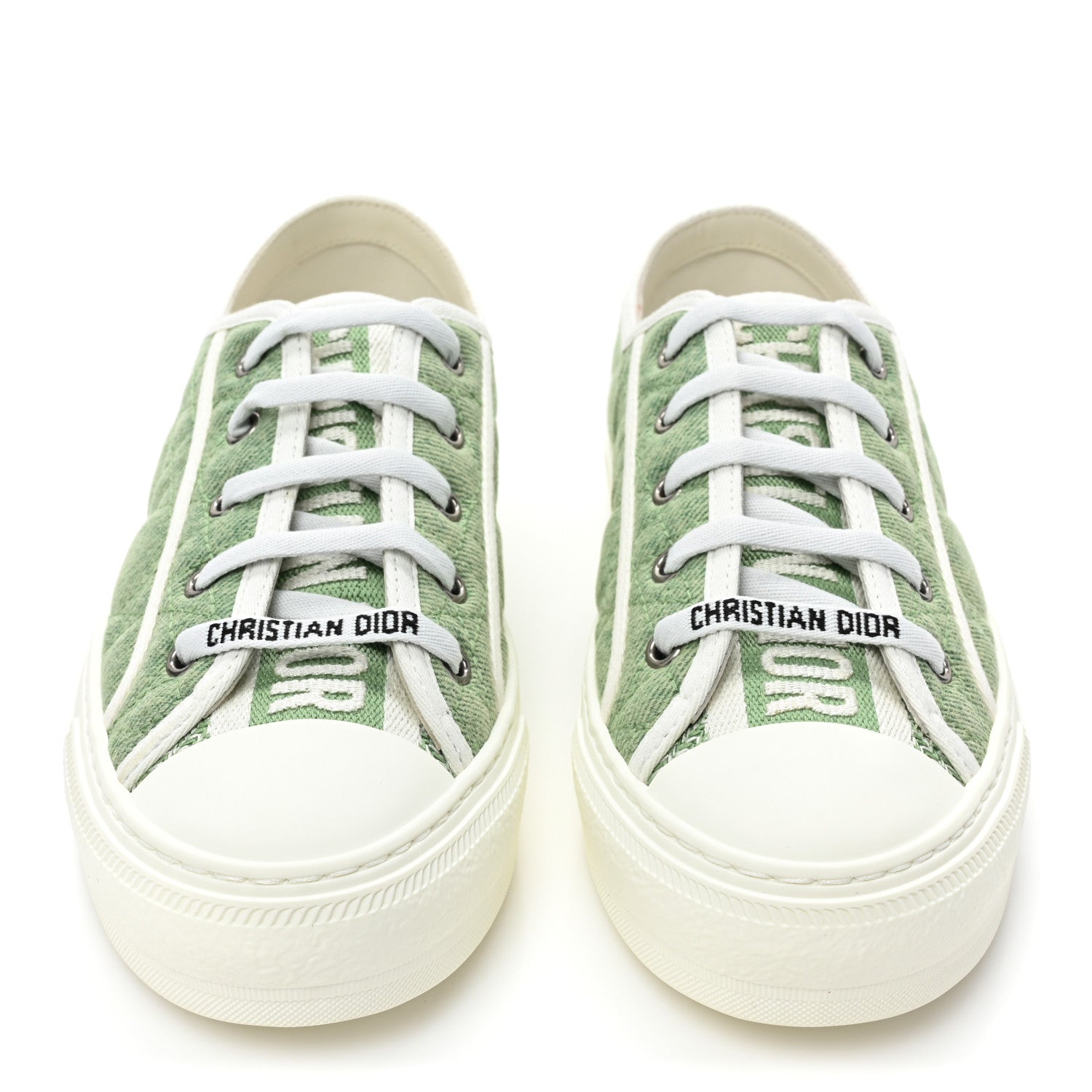 Christian Dior Canvas Cannage Walk 'N' Dior Low Top Sneakers 37.5 Pale Green 2 of 11
