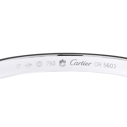 Cartier 18K White Gold 1 Diamond LOVE Cuff Bracelet 17 3 of 3