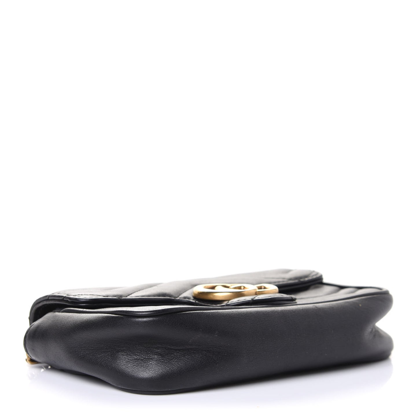 Calfskin Matelasse Super Mini GG Marmont Shoulder Bag Black
