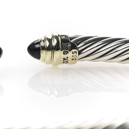 David Yurman Sterling Silver 14K Yellow Gold Black Onyx 5mm Cable Classics Petite Color Bracelet 4 of 5