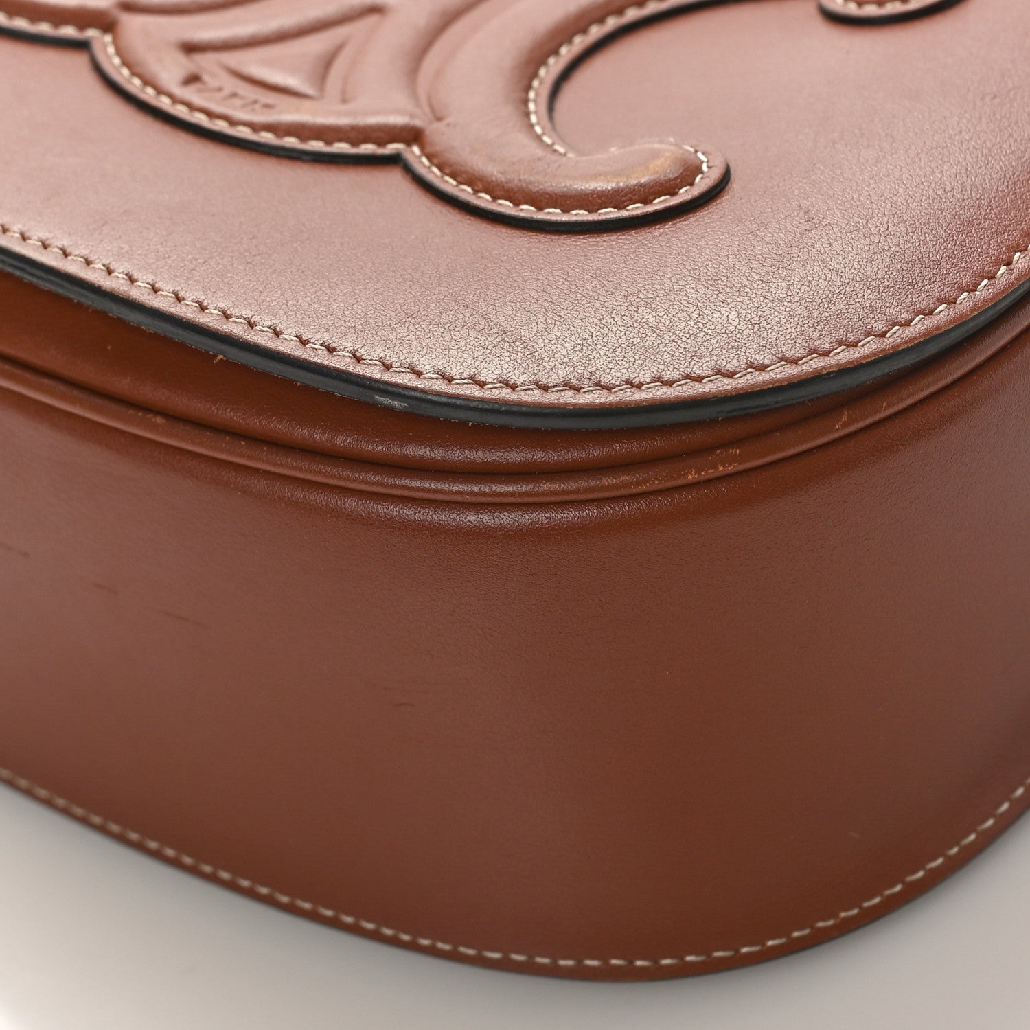 Celine Smooth Calfskin Cuir Triomphe Folco Crossbody Bag Tan 8 of 8