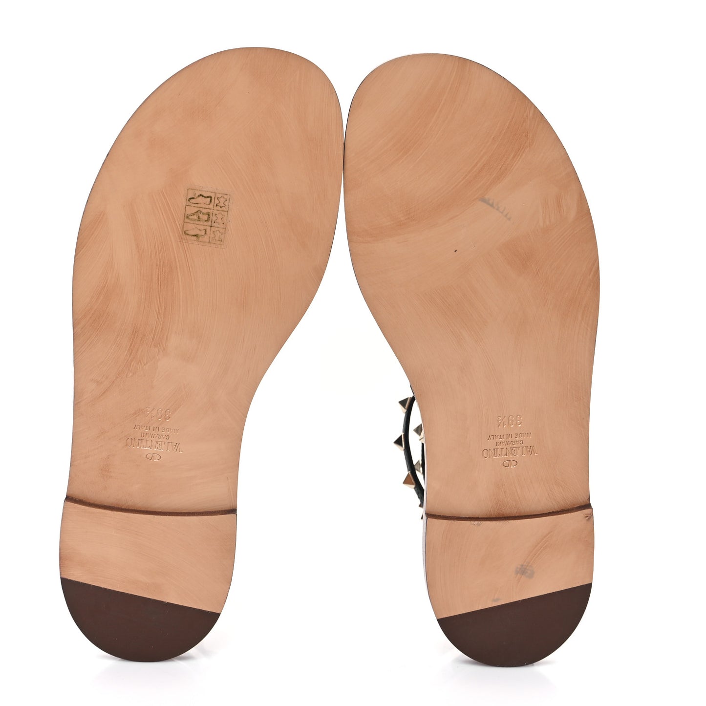 Calfskin Rockstud Ankle Wrap Flat Thong Sandals 39.5 Black
