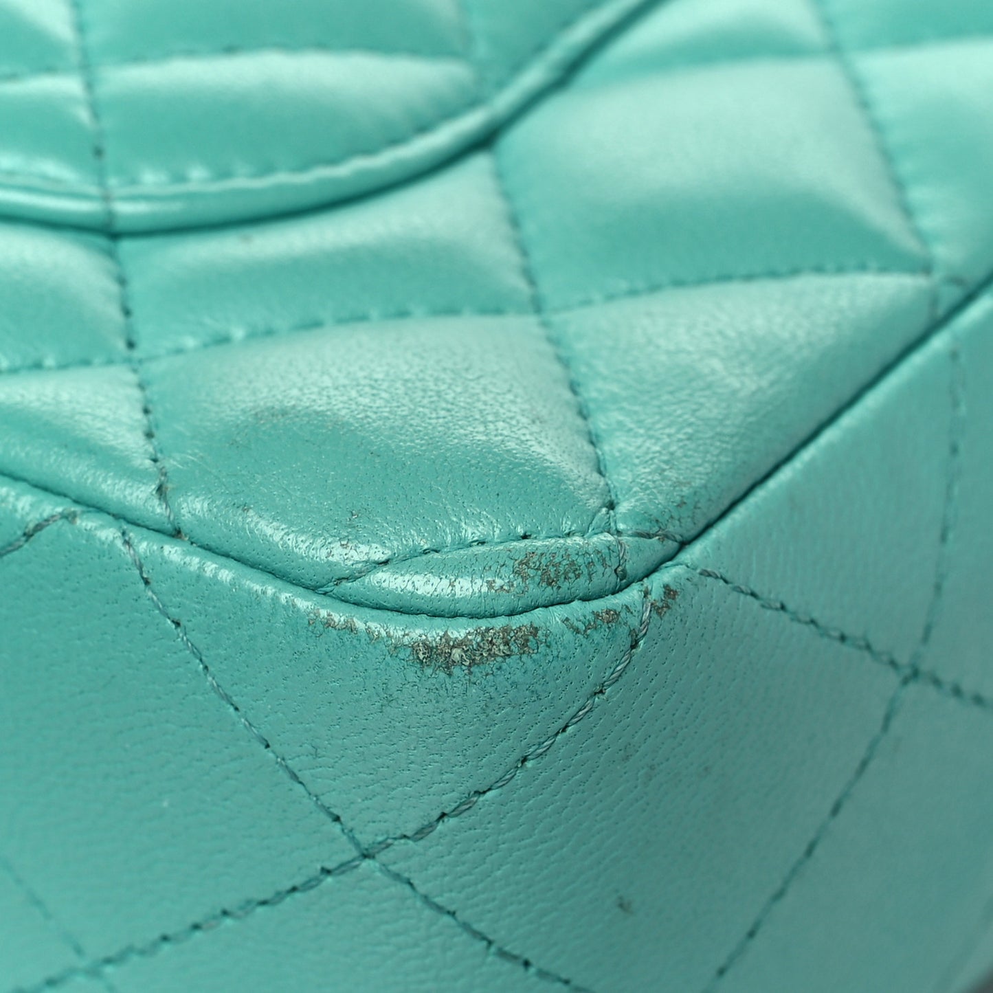 Lambskin Quilted Mini Rectangular Flap Turquoise