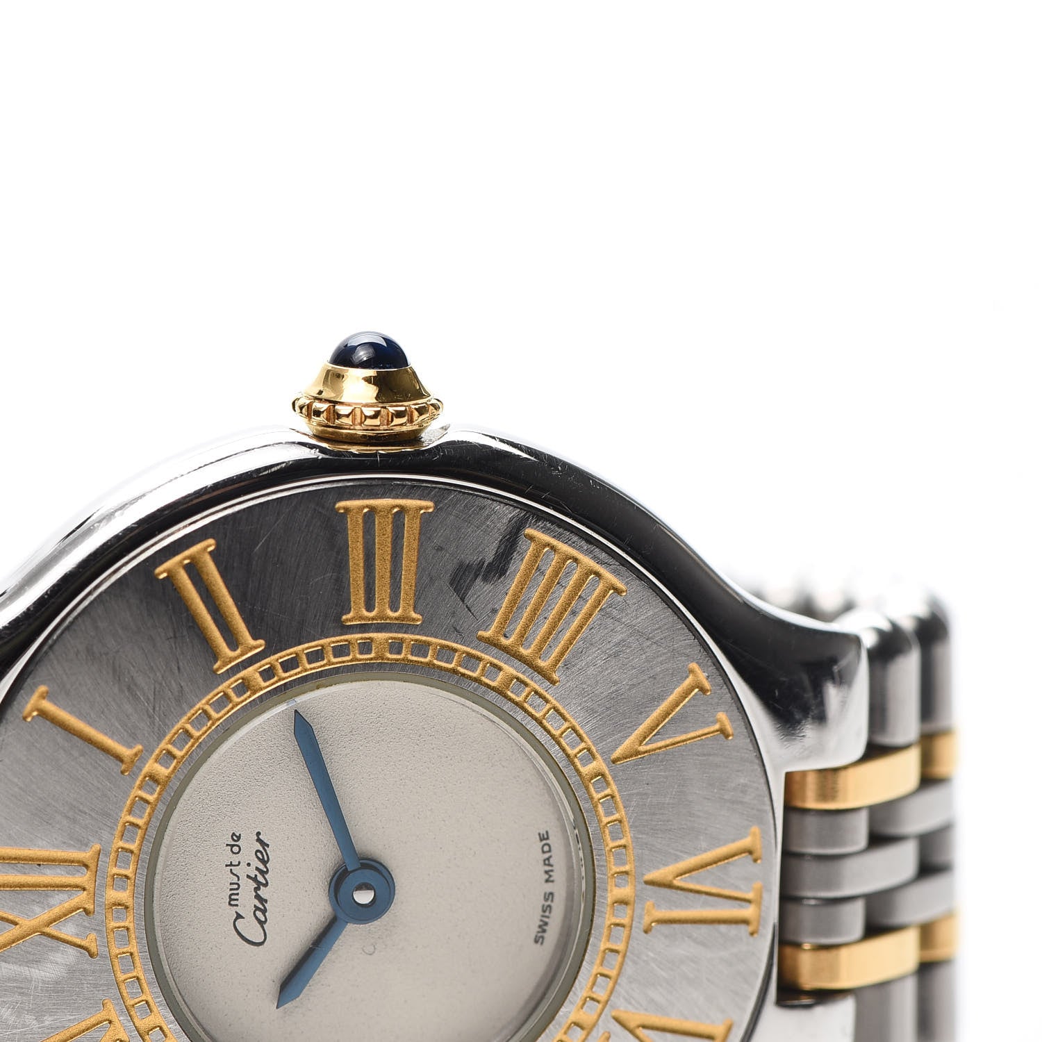 Cartier Stainless Steel 18K Yellow Gold 28mm Must De 21 Bullet Link Quartz Watch 8 of 9