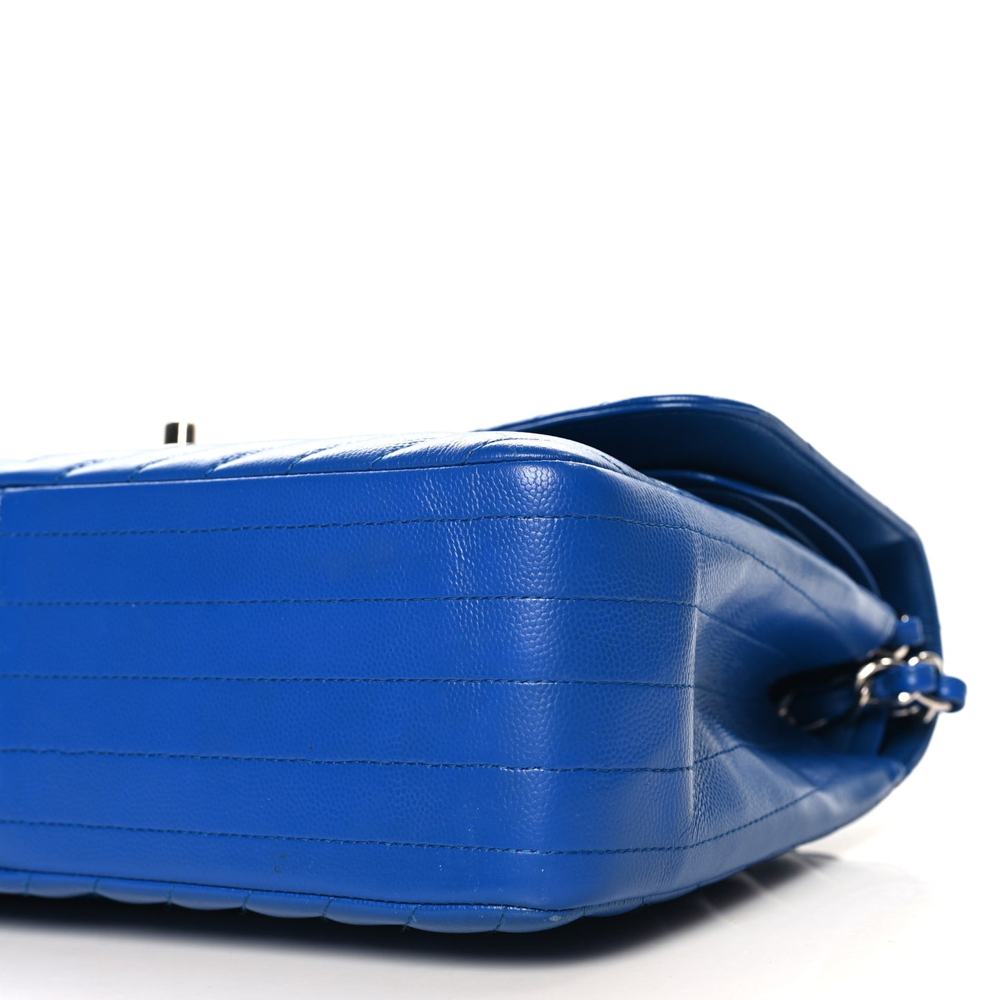 Caviar Chevron Quilted Jumbo Double Flap Blue