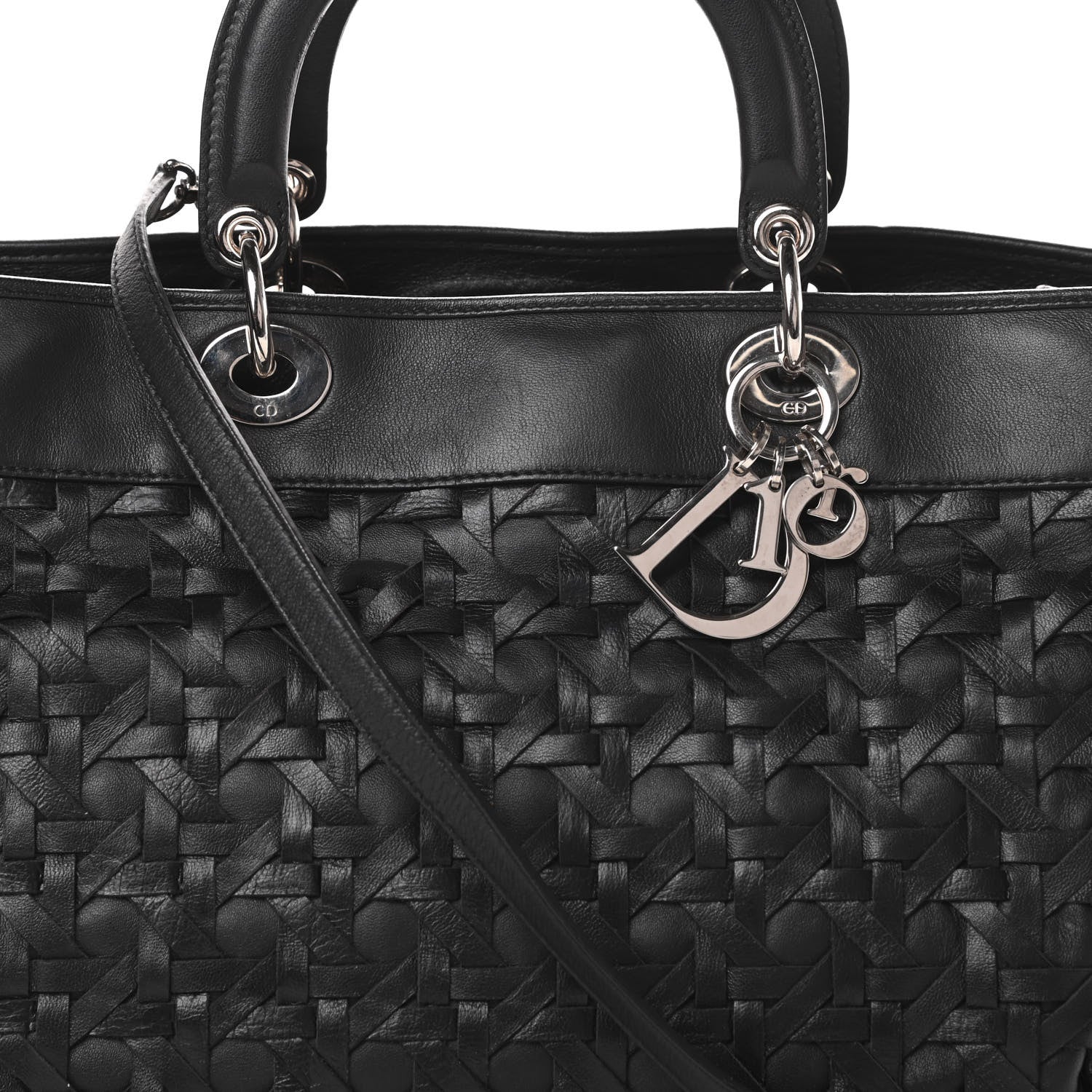 Christian Dior Lambskin Woven Lady Dior Avenue Tote Black 8 of 12