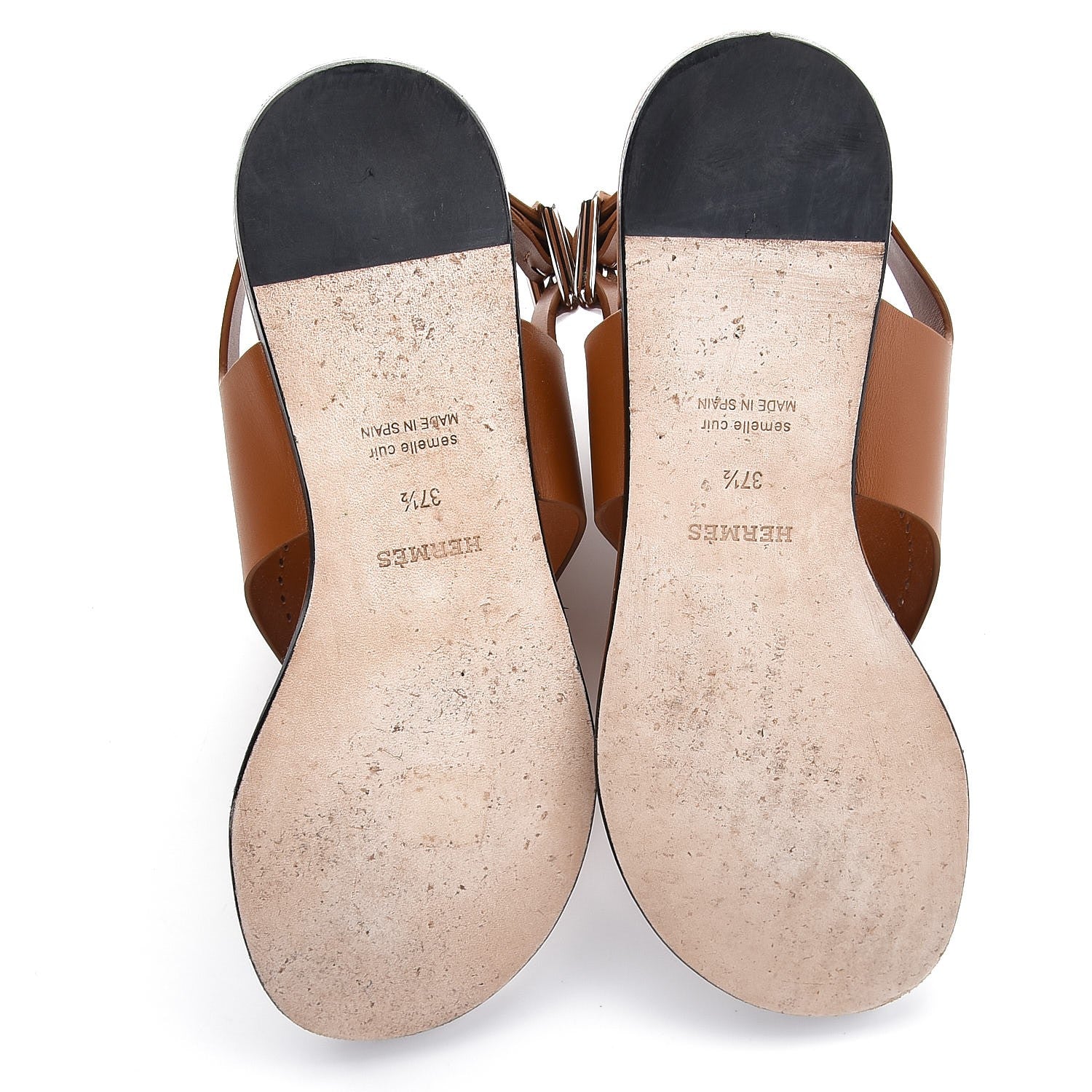 Hermes Calfskin Kola Sandals 37.5 Gold 7 of 10