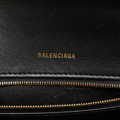 Balenciaga Shiny Calfskin Crocodile Embossed Small Hourglass Top Handle Bag Black 6 of 13