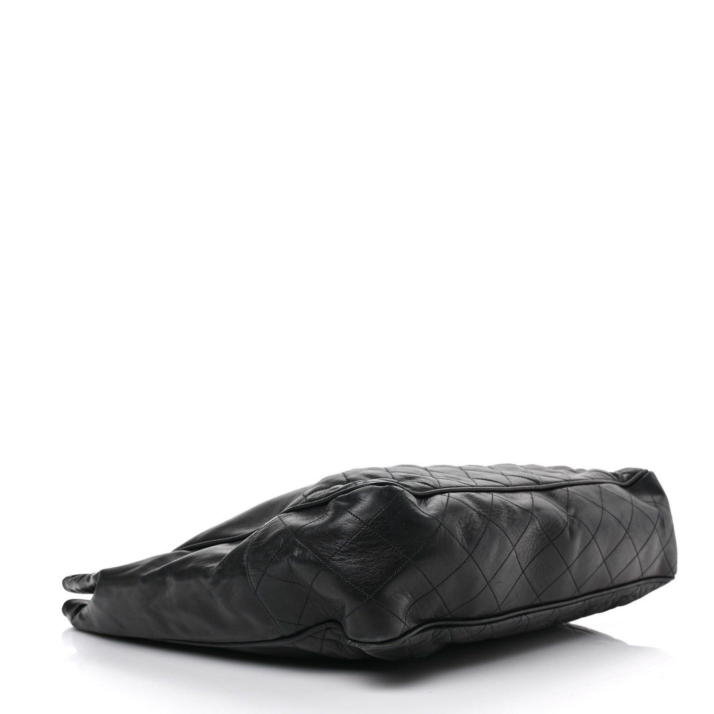 Lambskin Quilted Shopping Tote Black