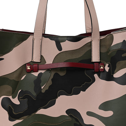 Valentino Garavani Nappa Canvas Camo Medium Rockstud Soft Tote Water Rose 7 of 16