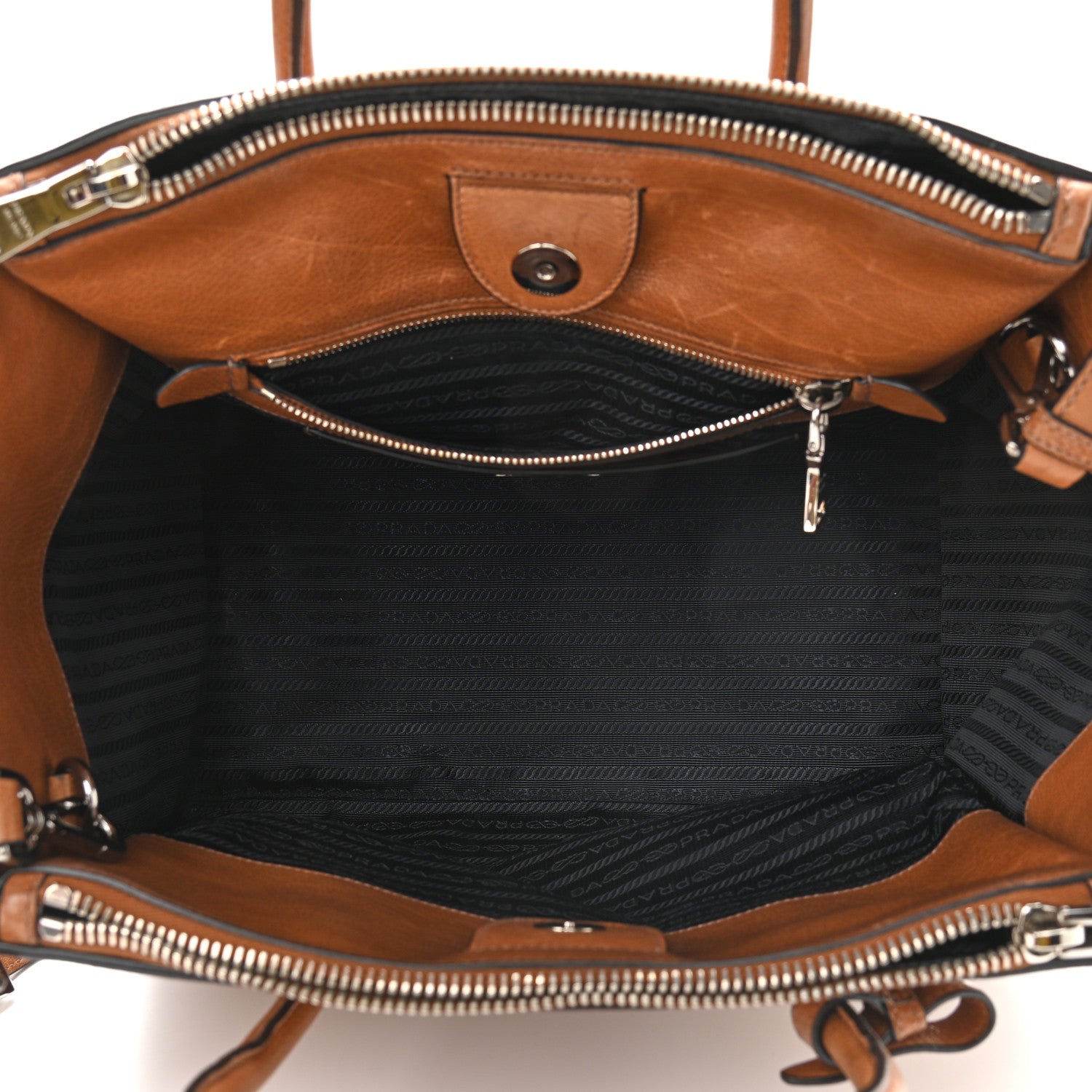 Prada Glace Calf Twin Pocket Tote Cannella 5 of 16