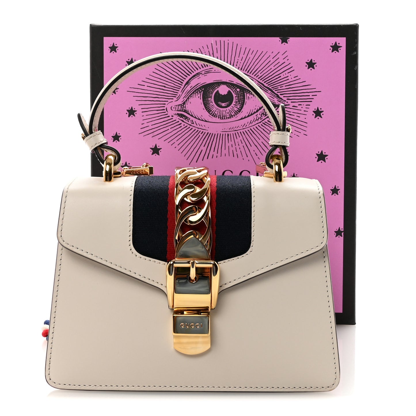 Calfskin Mini Sylvie Top Handle Bag White